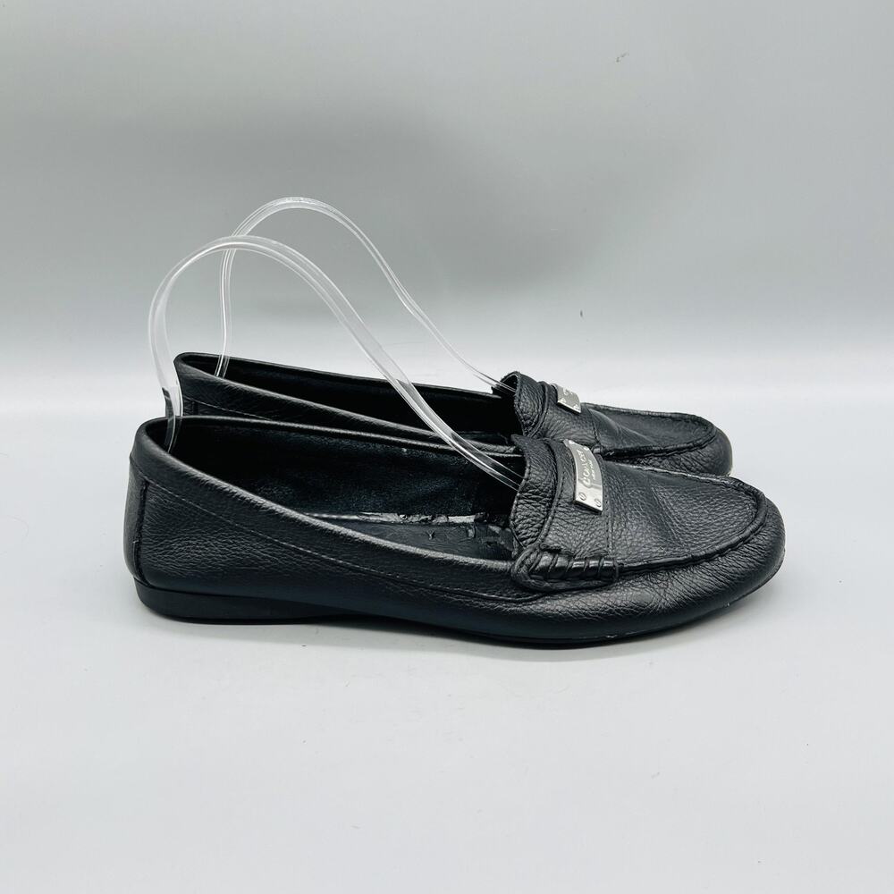 Coach Shoes Womens 8.5 Black Leather Fredrica Driving Loafer Flats Slip On Logo